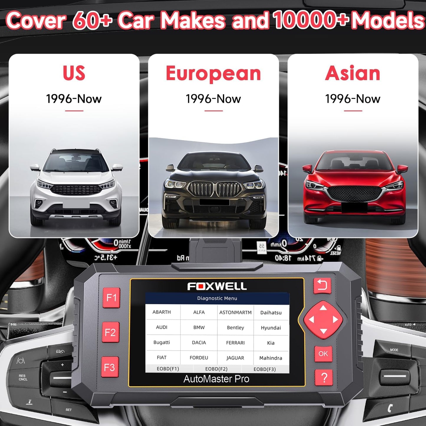 FOXWELL OBD2 Scanner Diagnostic Tool NT604 ABS/SRS/Transmission/Check Engine Code Reader for Cars and Trucks