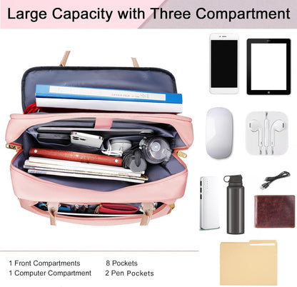 MATEIN Laptop Bag for Women, 15.6 inch Computer Briefcase Sleeve Case, Pink