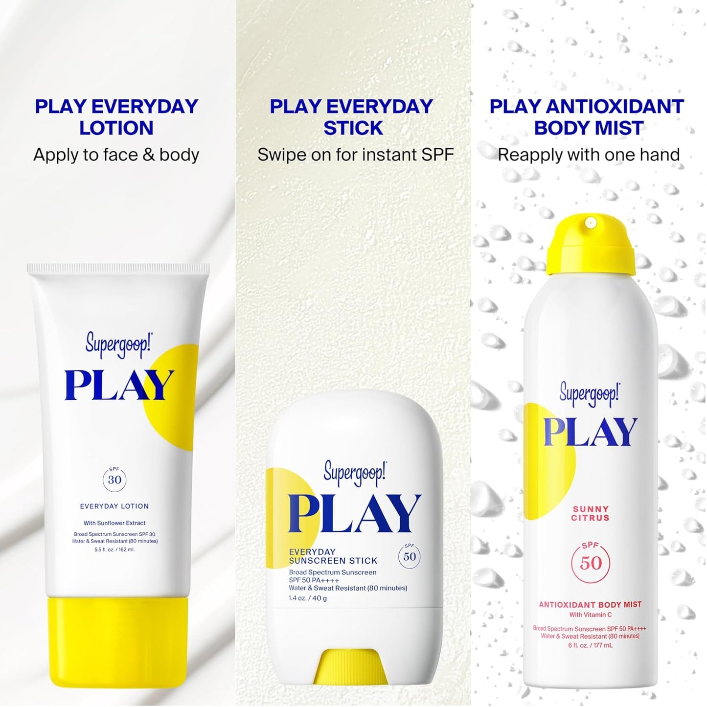 Supergoop! PLAY Everyday Lotion - Broad Spectrum Body & Face Sunscreen  | 2.4 Fl Oz (Pack of 1)