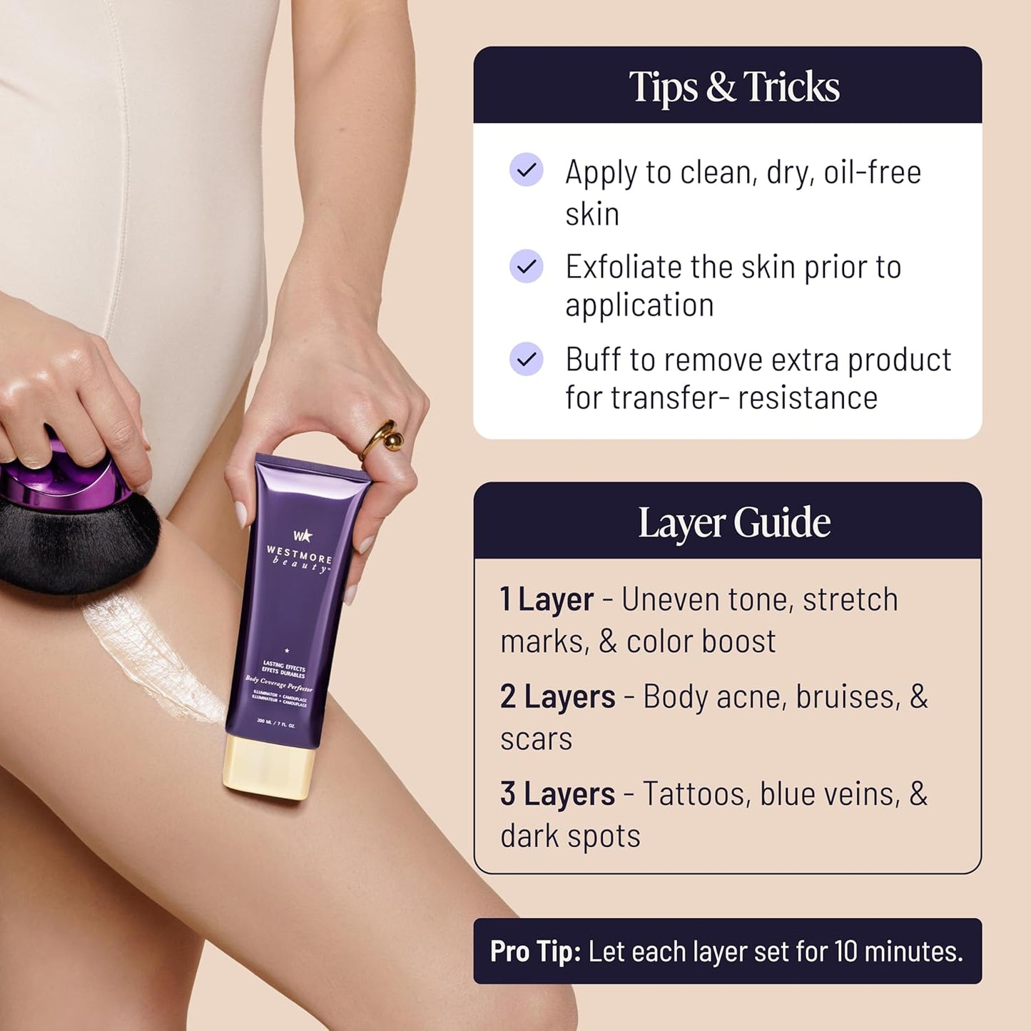 Westmore Beauty Body Coverage Perfector – Waterproof Leg & Body Makeup/Bronzer For Women..