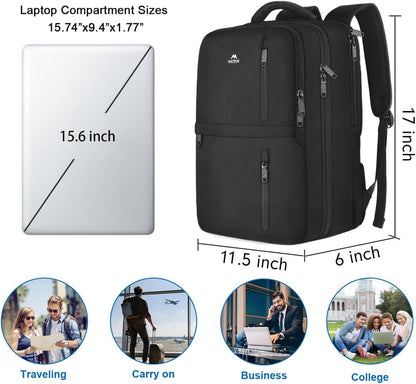 MATEIN Travel Laptop Backpack, Flight Approved Carry on Backpack, 15.6 inch Laptop,  Black
