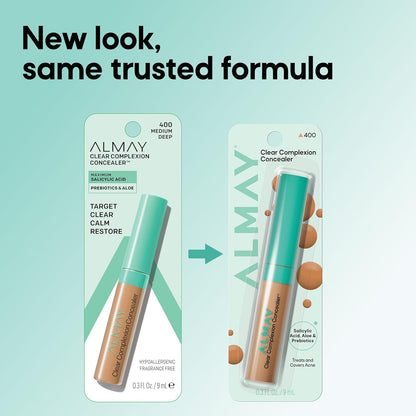 Almay Clear Complexion Concealer, 200, 0.3 fl oz | Full-coverage concealer treats acne and visibly evens skin tone over time..