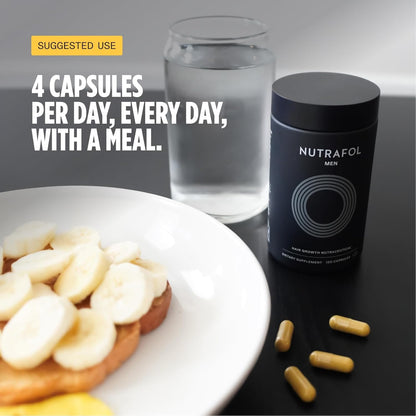 Nutrafol Men's Hair Growth Supplements, Clinically Tested for Visibly Thicker Hair and Scalp Coverage..