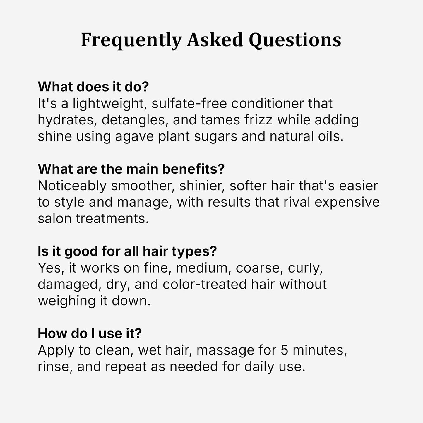Agave Smoothing Conditioner for Moisture and Frizz Control, 8.5 Fl Oz | Lightweight Hydration, Detangles Hair..