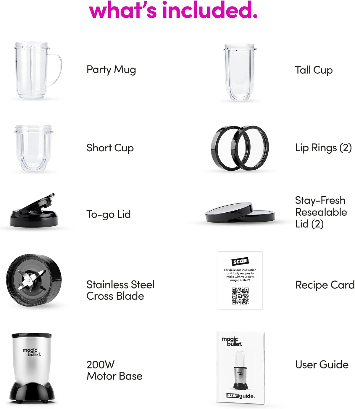 magic bullet® Personal Blender, 22 oz Cup, 250 Watt, Silver, MBR-1101