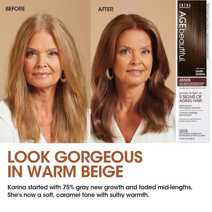 AGE beautiful Permanent Hair Color Cream, 100% Gray Coverage Hair Dye with Biotin Anti-Aging Formula for Fuller..