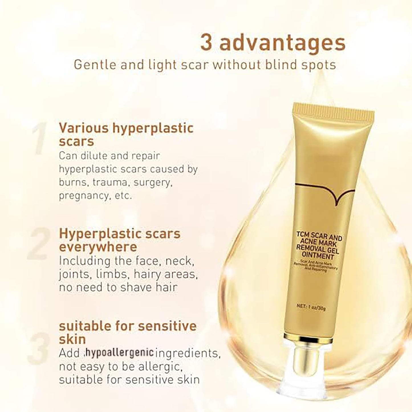 Acne Scar Removal Cream, Herbal Fade Scar Marks Burns Repair Cream, Stretch Marks Face Skin Cream Shrink Pores Gel..