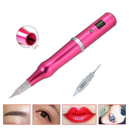 Permanent Makeup Pen Eyebrow Pen Tattoo Rotary Machine 10PCS Needles For Eyebrows,Eyeliners, Lips And Small-Tattoo(Rose red) AP657R
