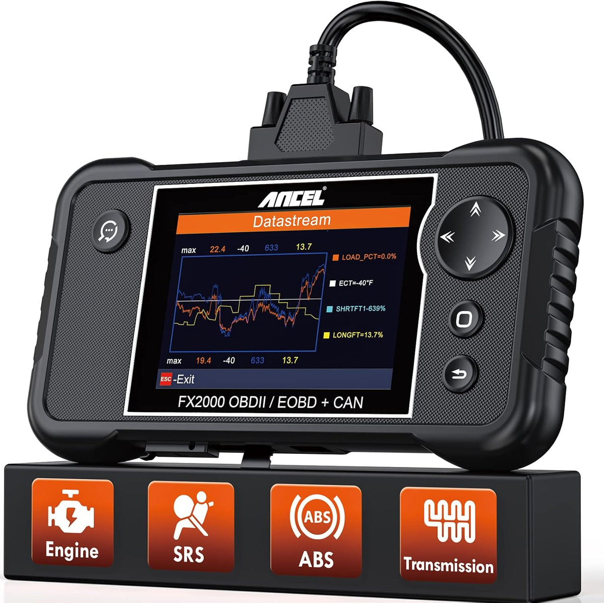 ANCEL FX2000-US OBD2 Scanner, 4-System Car Diagnostic Tool with Live Data