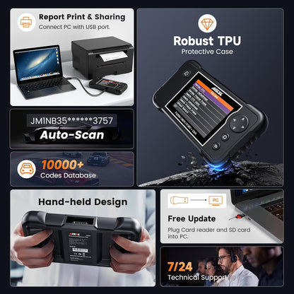 ANCEL FX2000-US OBD2 Scanner, 4-System Car Diagnostic Tool with Live Data