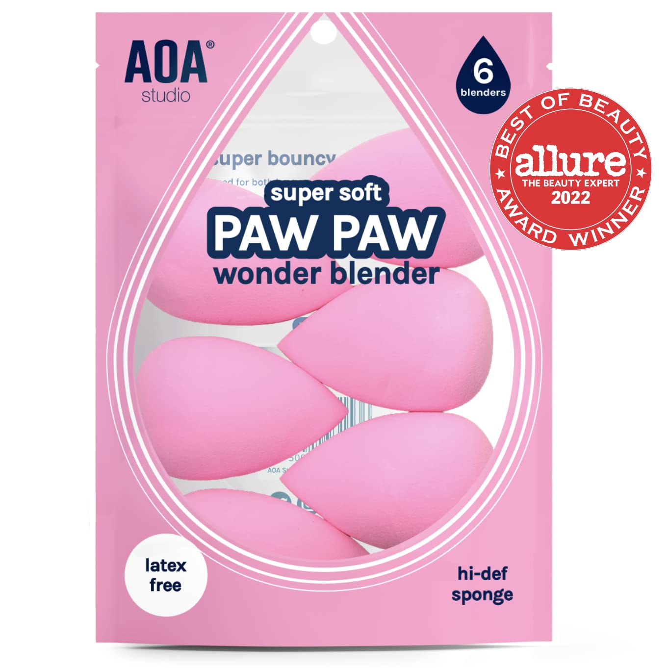 AOA Studio Collection makeup Sponge Set Latex Free and High-definition Set of 6 makeup Wonder blender..
