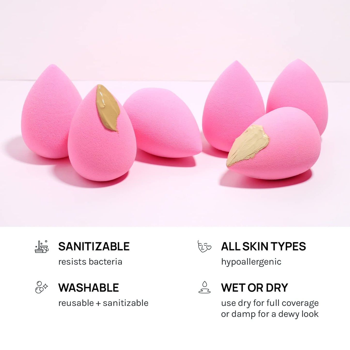 AOA Studio Collection makeup Sponge Set Latex Free and High-definition Set of 6 makeup Wonder blender..