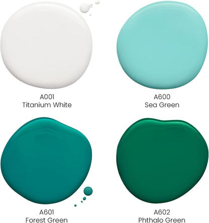 ARTEZA Acrylic Pouring Paint Set of 4 Colors, 4 ounce Bottles, Aqua Tones