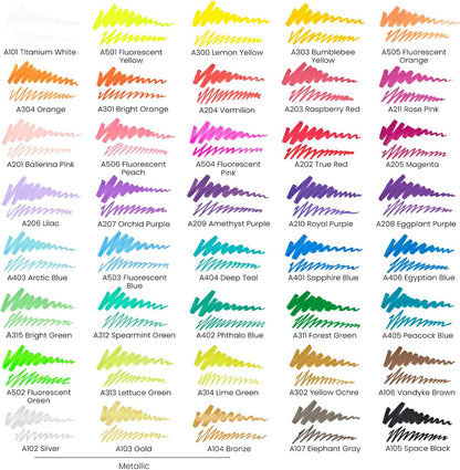 Acrylic Paint Markers, 40 Colors, Reversible Chisel Nibs