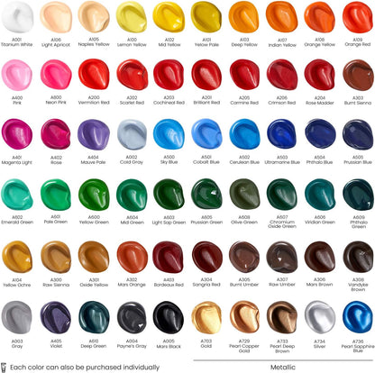 ARTEZA Acrylic Paint Set, 60 Colors, 22 ml Tubes, High-Viscosity