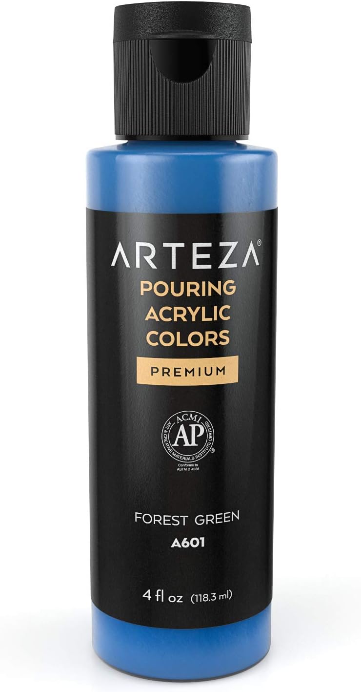 ARTEZA Acrylic Pouring Paint Set of 4 Colors, 4 ounce Bottles, Aqua Tones
