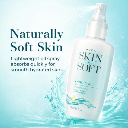 AVON Skin So Soft Original Bath Oil Spray with Pump - 5 oz | Moisturizing Shower &amp; Body Oil with Jojoba Oil & Vitamin E..