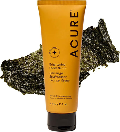 Acure Brightening Facial Scrub - Exfoliating Face Wash, Gentle Daily Scrubber &amp; Exfoliator for Women & Men for Radiant Skin..