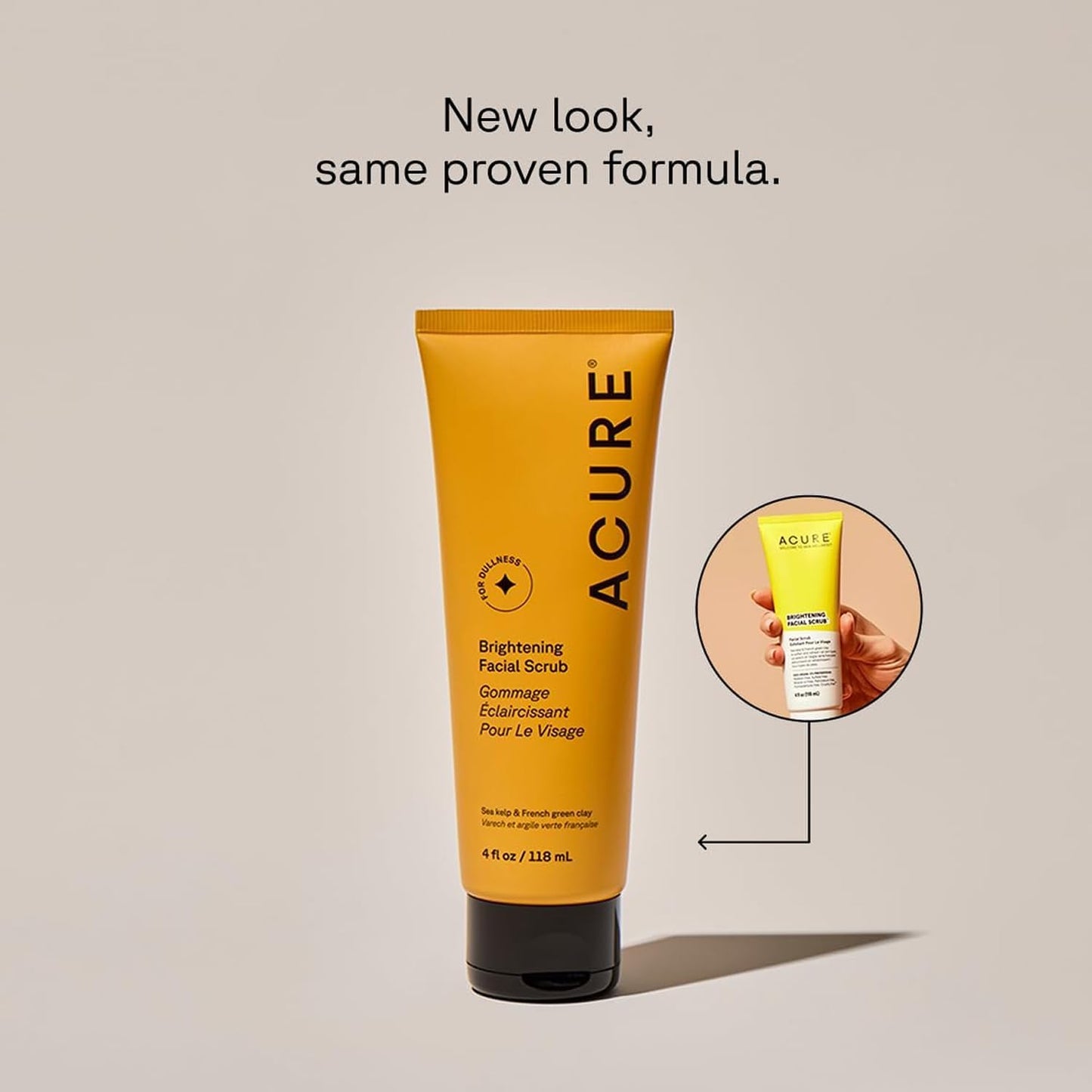 Acure Brightening Facial Scrub - Exfoliating Face Wash, Gentle Daily Scrubber &amp; Exfoliator for Women & Men for Radiant Skin..