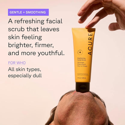 Acure Brightening Facial Scrub - Exfoliating Face Wash, Gentle Daily Scrubber &amp; Exfoliator for Women & Men for Radiant Skin..