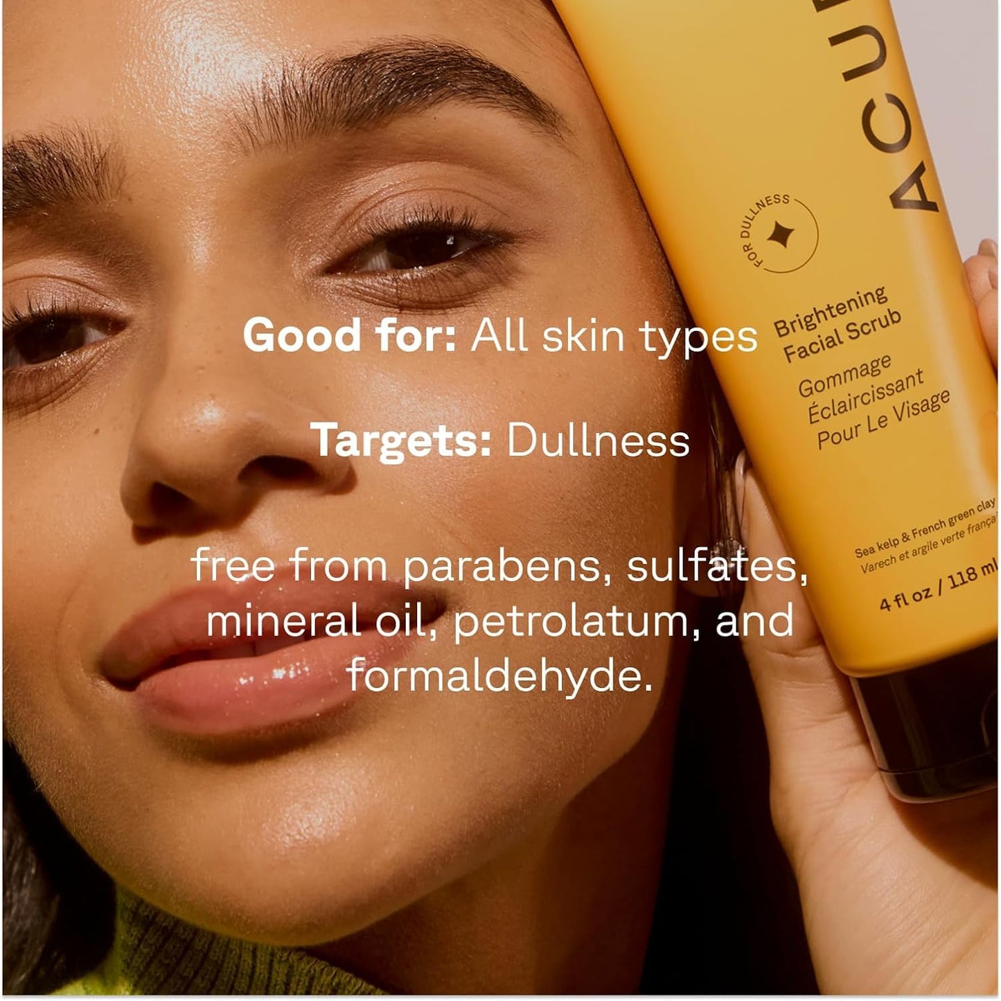 Acure Brightening Facial Scrub - Exfoliating Face Wash, Gentle Daily Scrubber &amp; Exfoliator for Women & Men for Radiant Skin..