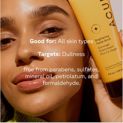 Acure Brightening Facial Scrub - Exfoliating Face Wash, Gentle Daily Scrubber &amp; Exfoliator for Women & Men for Radiant Skin..