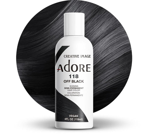 Adore Semi Permanent Hair Color (118 Off Black) | Vegan & Cruelty-Free Black Hair Dye | No Ammonia, No Peroxide, No Alcohol..