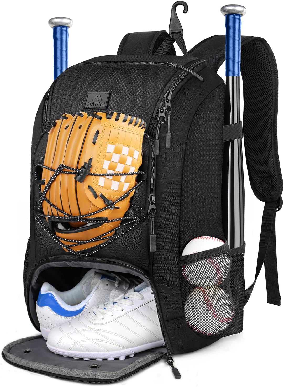 MATEIN Baseball Backpack, Softball Bat Bag with Shoes Compartment for Youth, Boys and Adult, Lightweight Baseball Bag