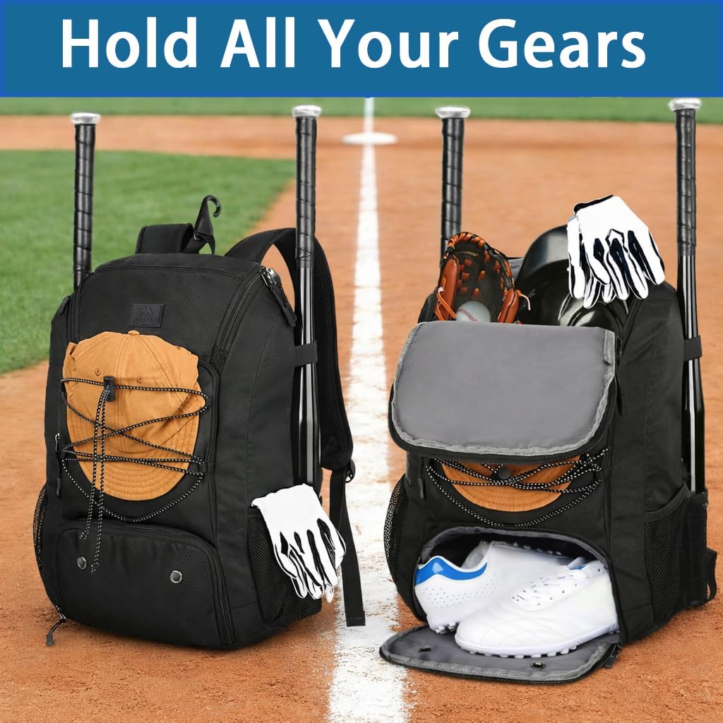 MATEIN Baseball Backpack, Softball Bat Bag with Shoes Compartment for Youth, Boys and Adult, Lightweight Baseball Bag