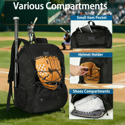 MATEIN Baseball Backpack, Softball Bat Bag with Shoes Compartment for Youth, Boys and Adult, Lightweight Baseball Bag