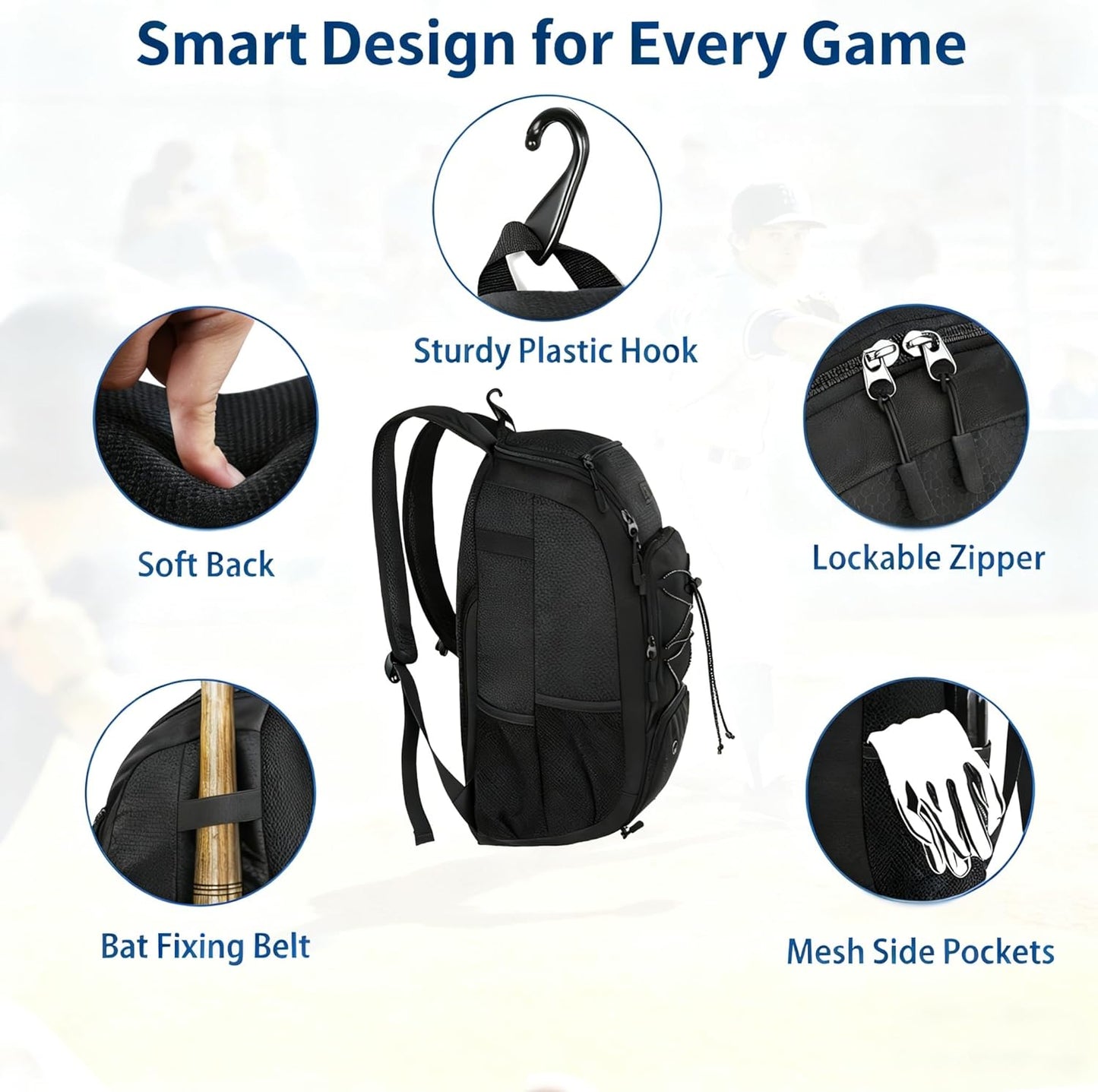 MATEIN Baseball Backpack, Softball Bat Bag with Shoes Compartment for Youth, Boys and Adult, Lightweight Baseball Bag