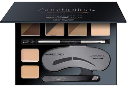 Aesthetica Brow Contour Kit 16-Piece Eyebrow Makeup Palette Set 6 Eyebrow Powders, 5 Eyebrow Stencils..