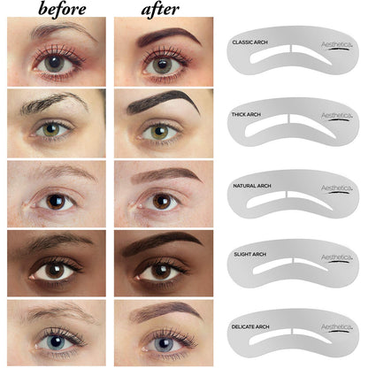 Aesthetica Brow Contour Kit 16-Piece Eyebrow Makeup Palette Set 6 Eyebrow Powders, 5 Eyebrow Stencils..