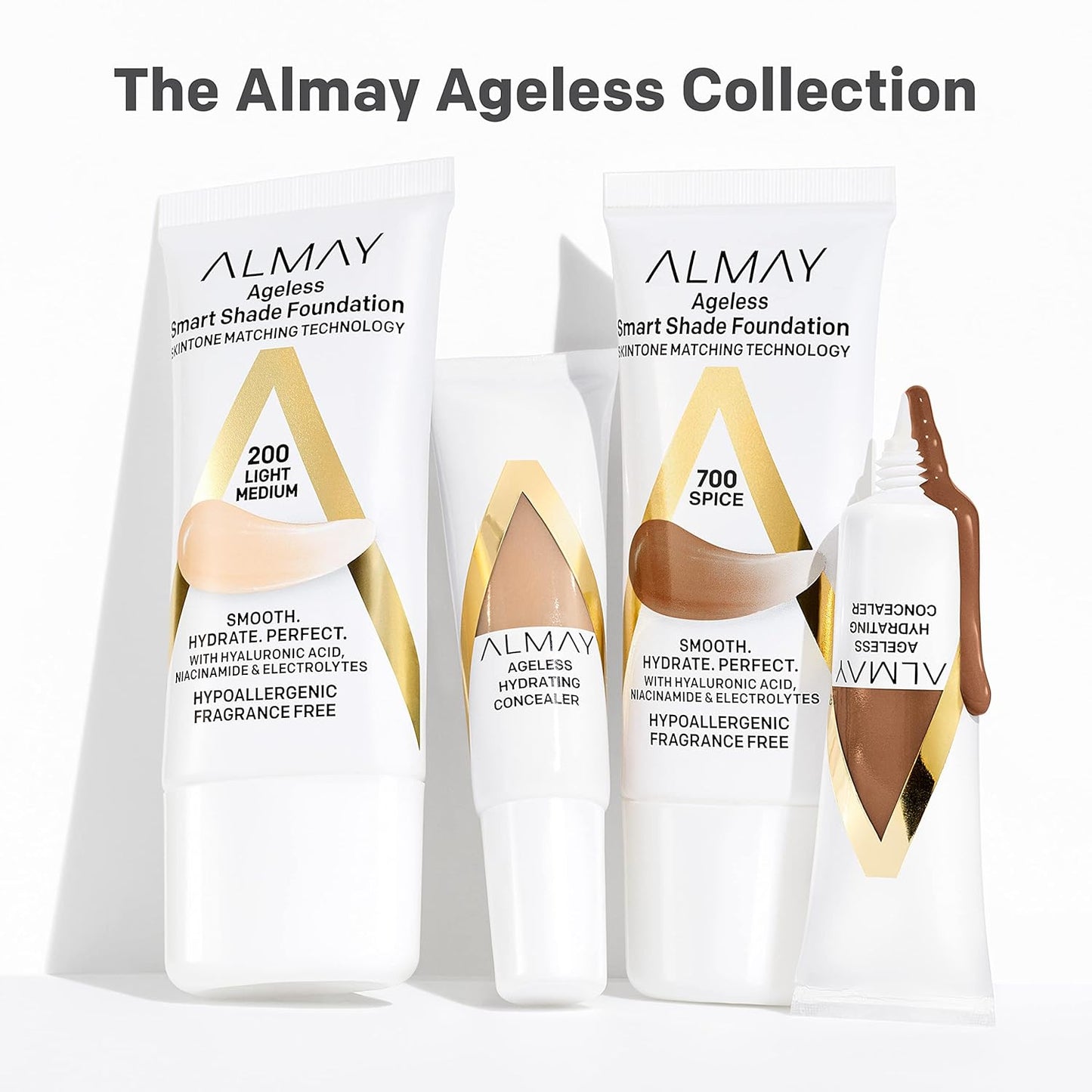 Almay Anti-Aging Foundation, Smart Shade Face Makeup with Hyaluronic Acid, Niacinamide, Vitamin C & E..