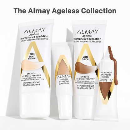 Almay Anti-Aging Foundation, Smart Shade Face Makeup with Hyaluronic Acid, Niacinamide, Vitamin C & E..