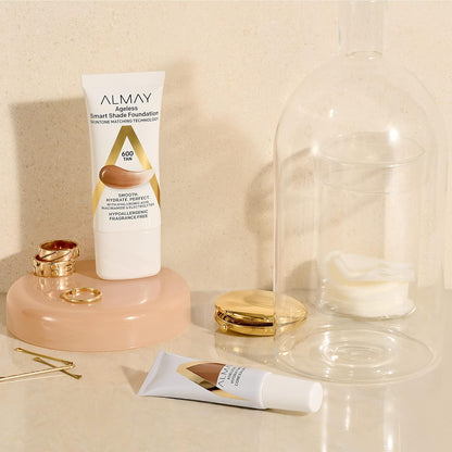 Almay Anti-Aging Foundation, Smart Shade Face Makeup with Hyaluronic Acid, Niacinamide, Vitamin C & E..