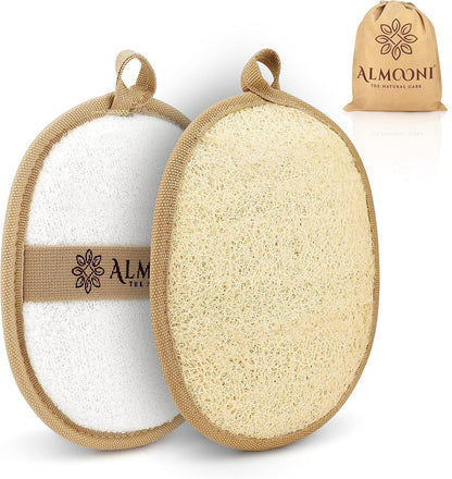 Almooni Natural Loofah Exfoliating Body Scrubber, Made with Natural Egyptian Shower Loofah Sponge..