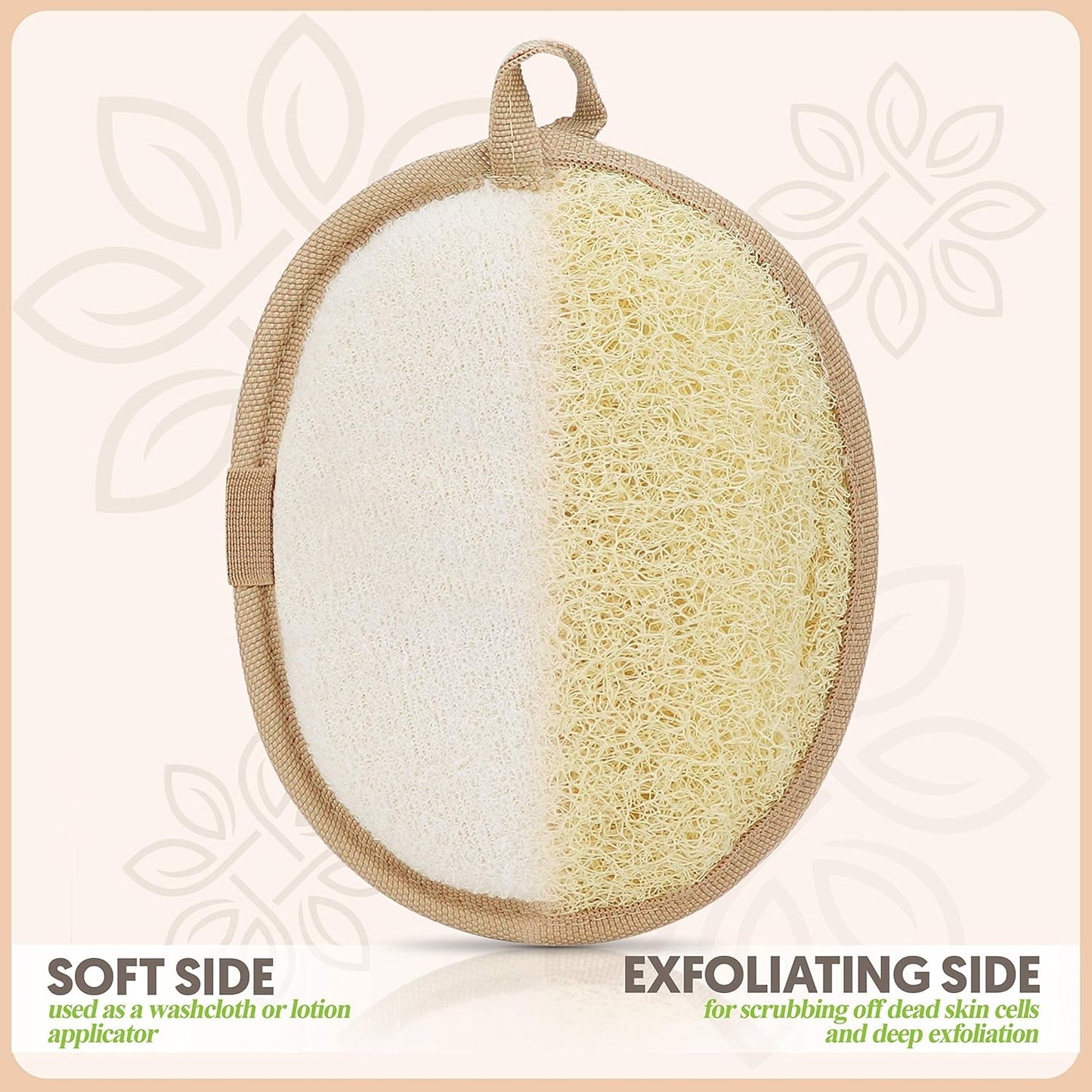 Almooni Natural Loofah Exfoliating Body Scrubber, Made with Natural Egyptian Shower Loofah Sponge..