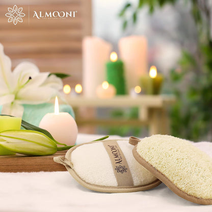 Almooni Natural Loofah Exfoliating Body Scrubber, Made with Natural Egyptian Shower Loofah Sponge..