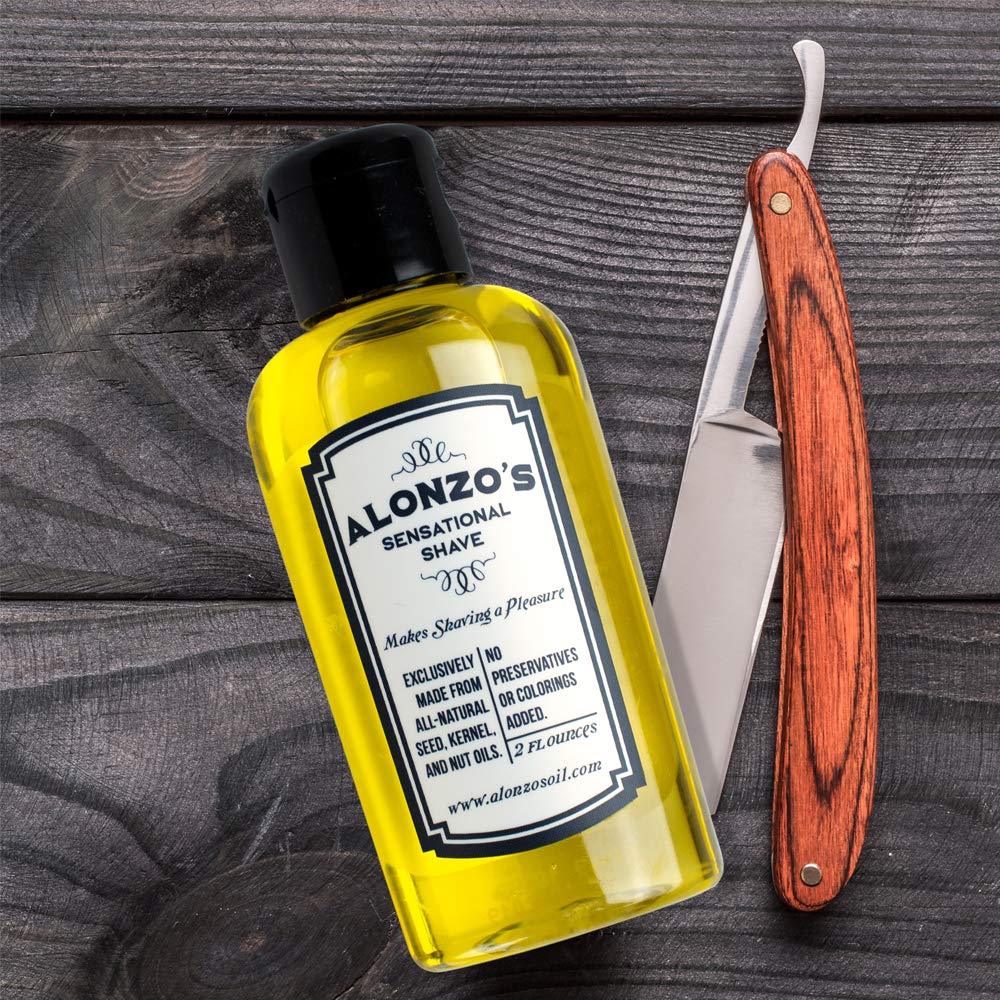 Alonzo's Sensational Shave - Shaving Oil for Men (1-Pack, 2 Oz Bottle) All-Natural Pre-Shave &amp; After Shave Oil for Face and Body..