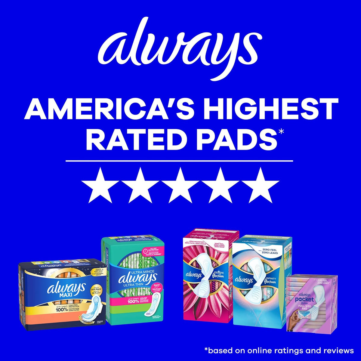 Always Infinity Feminine Pads for Women, Flexfoam Pads with Wings, Size 4, Overnight Absorbency..