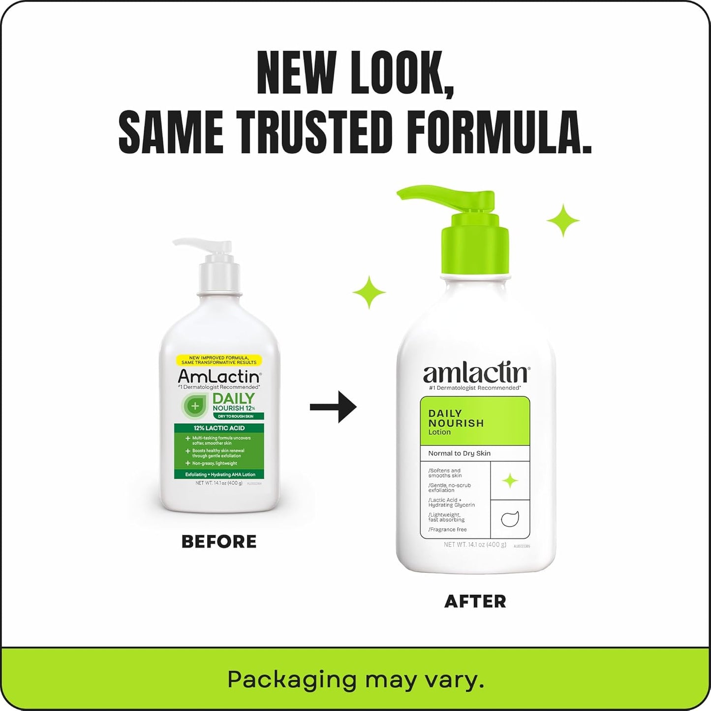 AmLactin Daily Nourish Therapeutic Body Lotion for Dry Skin - No-Scrub Exfoliator and Moisturizer 12% Lactic Acid Lotion