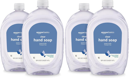 Amazon Basics Gentle & Mild Clear Liquid Hand Soap Refill, Triclosan-Free, Dermatologist-Tested, pH Balanced..