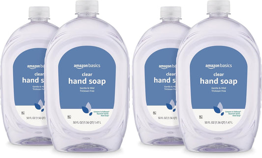 Amazon Basics Gentle & Mild Clear Liquid Hand Soap Refill, Triclosan-Free, Dermatologist-Tested, pH Balanced..