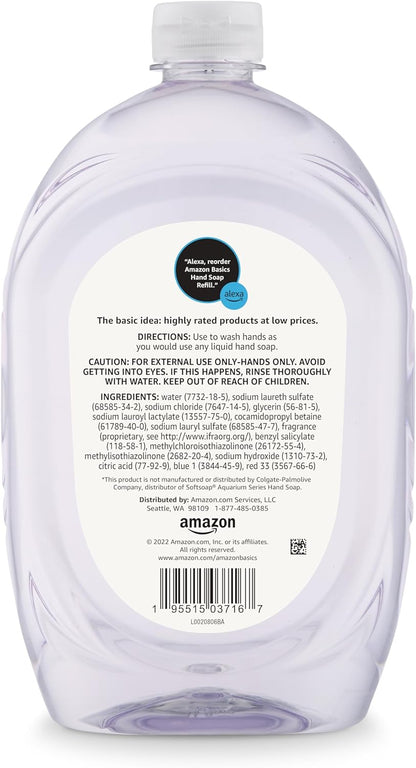 Amazon Basics Gentle & Mild Clear Liquid Hand Soap Refill, Triclosan-Free, Dermatologist-Tested, pH Balanced..