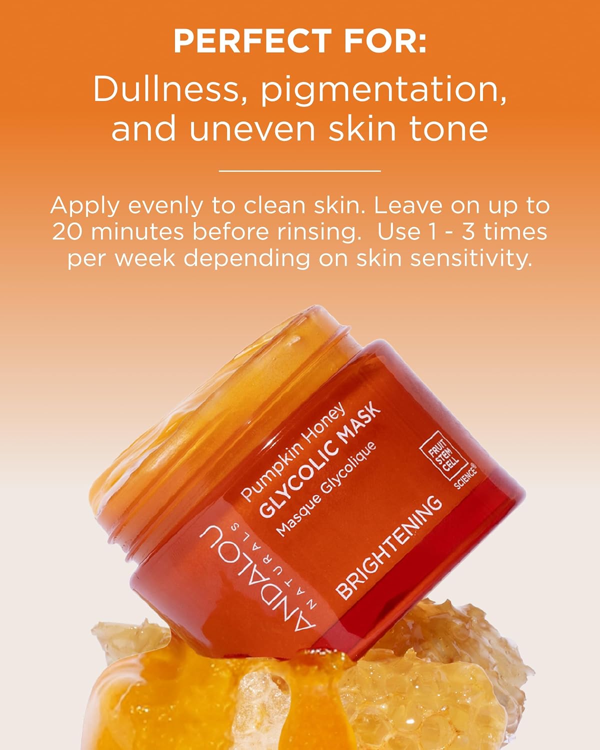 Andalou Naturals Pumpkin Honey Glycolic Mask (1.7 fl oz) | Exfoliating Face Mask with Glycolic Acid..