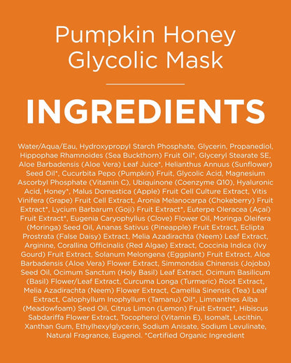 Andalou Naturals Pumpkin Honey Glycolic Mask (1.7 fl oz) | Exfoliating Face Mask with Glycolic Acid..