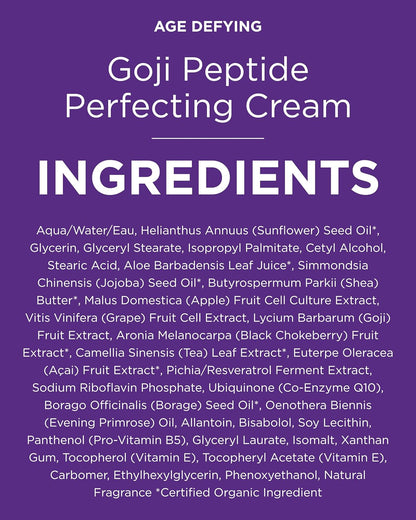Andalou Naturals Goji Peptide Perfecting Cream (1.7 fl oz) | Age Defying Face Moisturizer with Resveratrol..