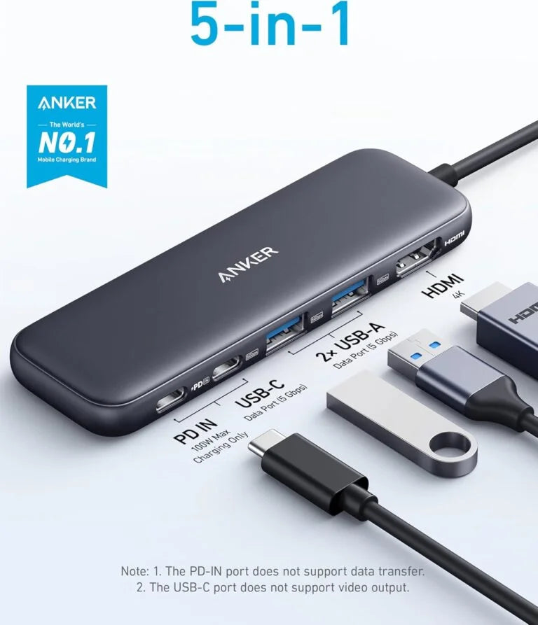 Anker 332 USB-C Hub (5-in-1) with 4K HDMI Display