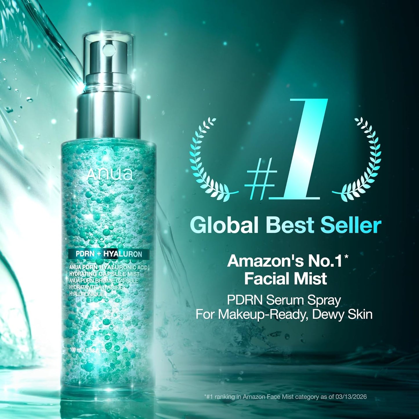 Anua PDRN Collagen Glow Facial Serum Spray, Hydrating Face Mist, Hyaluronic Acid, dewy glass finish, All Skin Types..
